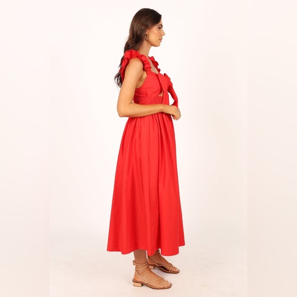 Petal & pup reversible bow tie ruffle strap maxi dress nwot - Picture 4 of 9